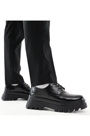 ASOS Zapatos negros con cordones y suela gruesa de