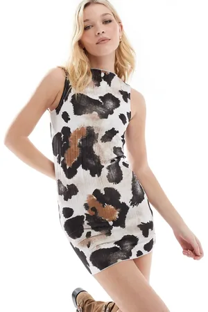 VERO MODA Vestido corto plisado sin mangas con estampado de -Negro