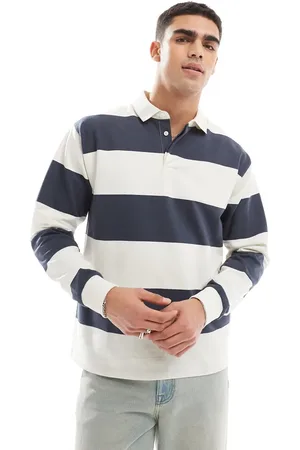 New Look Polo azul marino y a rayas extragrande de estilo rugby de