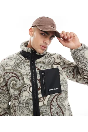 JACK & JONES Polar gris con cremallera de borreguito afelpado de