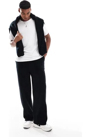 ASOS Joggers negros de pernera ancha de felpa de