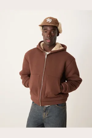 ASOS Sudadera de corte cuadrado extragrande con capucha y forro de borreguito de