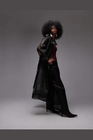 ASOS Gabardina larga negra de organza de
