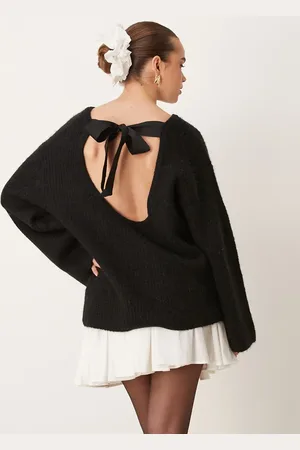 Gina Tricot Jersey con detalle de lazada en la espalda de canalé grueso de