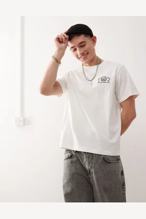 Weekday Camiseta blanco hueso de corte cuadrado extragrande con estampado gráfico "Fantazy Fussball" de