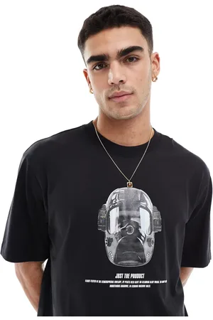G-Star Camiseta negra con estampado de máscara extragrande de