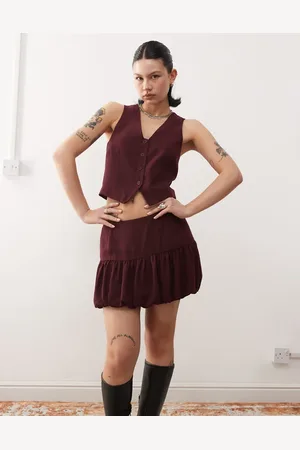 COLLUSION Minifalda de sastre rojo con diseño abullonado de (parte de un conjunto)