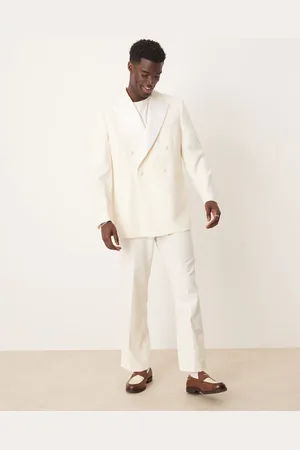 ASOS Pantalones de esmoquin color de pernera ancha de tejido texturizado de -Blanco