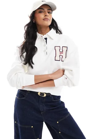 Tommy Hilfiger Polo blanco hueso universitario abotonado de