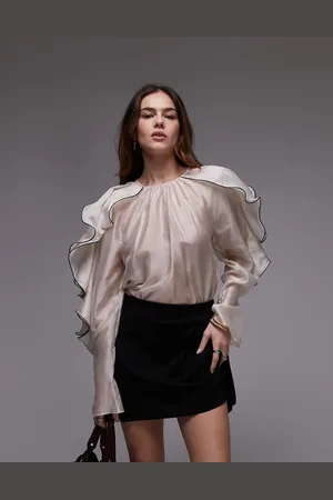 & OTHER STORIES Blusa beis claro con mangas de volantes y lazo en la espalda de -Neutro
