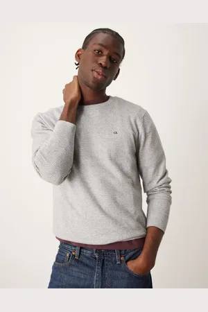 Calvin Klein Jersey gris claro de punto gofrado de
