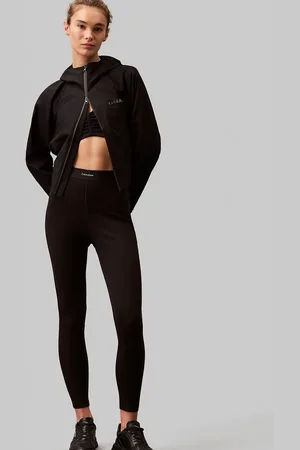 Calvin Klein Leggings negros con logo en la cinturilla de canalé Modern de