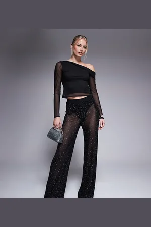 Jaded Rose Pantalones negros con diseño de pedrería termosellada de (parte de un conjunto)