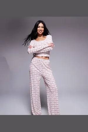 Kaiia Pantalones de pijama color con estampado estampado de lazos exclusivos de (parte de un conjunto)-Multicolor
