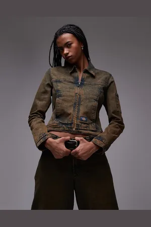 Dickies Chaqueta vaquera azul añil con lavado marrón de corte slim Loose Wave de