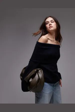 Topshop Top con escote Bardot de punto de