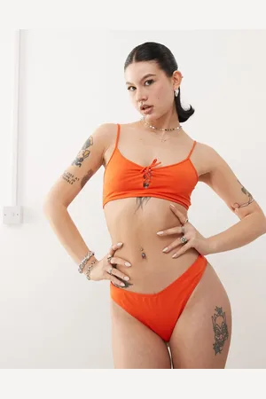 Monki Braguitas de bikini color triangular Mix & Match de -Naranja