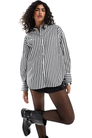 JJXX Camisa a rayas negras extragrande Jamie de