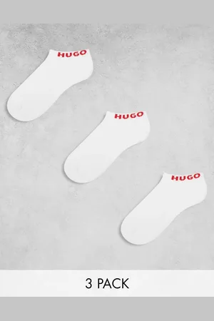 HUGO BOSS Pack de 3 pares de calcetines blancos de caña baja con logo de HUGO Bodywear