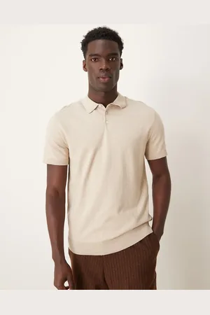 SELECTED Polo color crema de punto de -Blanco