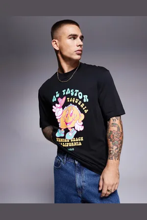 Hugo Blue Camiseta negra con estampado de taco de
