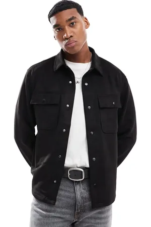River Island Sobrecamisa negra de antelina de