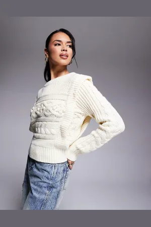 River Island Jersey corto color de punto de ochos de -Blanco