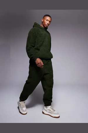 ASOS Joggers verdes extragrandes de borreguito de