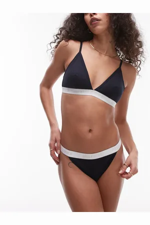 Tommy Hilfiger Bralette triangular con cinta del logo blanca de