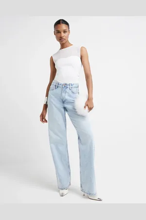 River Island Vaqueros azul claro holgados de talle alto y corte recto de