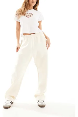 adidas Pantalones de chándal blancos extragrande con detalle de 3 rayas de