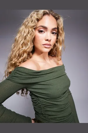 River Island Top fruncido con escote Bardot de -Verde