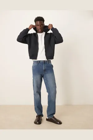 ASOS Sudadera azul marino de corte cuadrado con capucha de tejido grueso efecto neopreno de