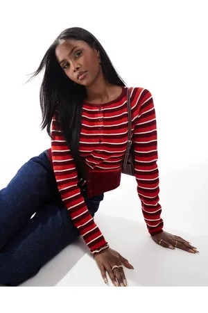 ASOS Cárdigan a rayas con cuello redondo de punto de -Multicolor