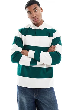 New Look Polo a rayas extragrande de estilo rugby de -Blanco