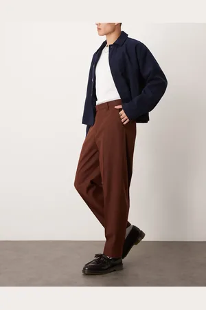 ASOS Pantalones de vestir color óxido moteado de corte tapered extragrande de mezcla de lana de -Rojo