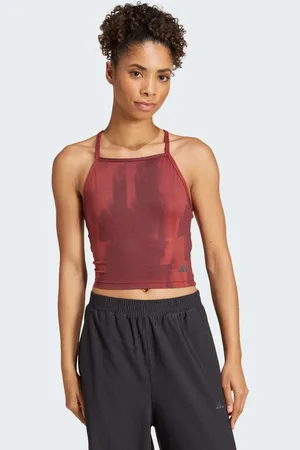 adidas Top para yoga de tirantes con estampado y tiras cruzadas en la espalda de adidas Training-Rojo