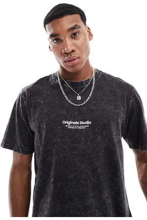 JACK & JONES Camiseta lavado extragrande con estampado en el pecho "Originals" de