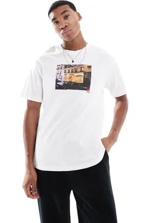 Only & Sons Camiseta blanca con estampado fotográfico de grafiti de -Blanco