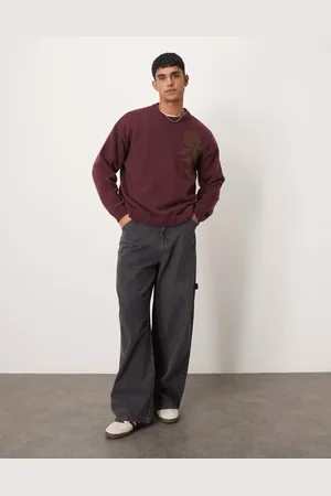 ASOS Vaqueros grises muy holgados de estilo carpintero con acabado tintado de