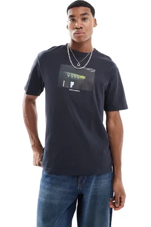 Only & Sons Camiseta azul marino con estampado fotográfico de