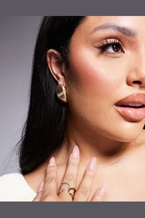 ASOS Pendientes de botón dorados con diseño rectangular con perlas de imitación de