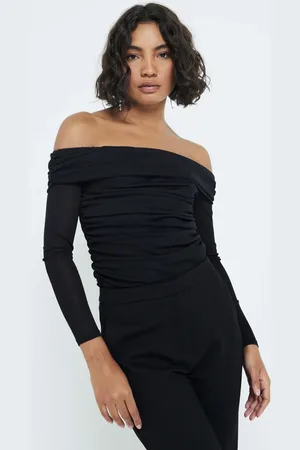 River Island Top fruncido con escote Bardot de