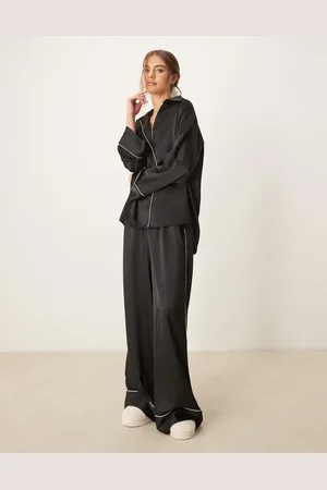 ASOS Pijama de pantalones y camisa de corte extragrande de satén de