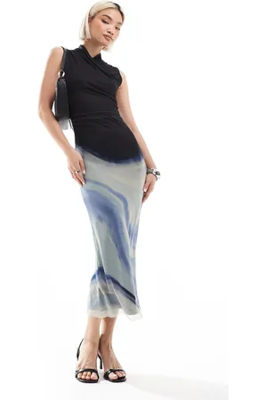 French Connection Vestido midi azul marino con estampado marmolado y cuello cruzado Toni de -Multicolor
