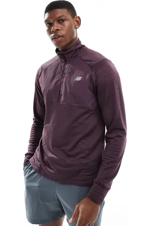 New Balance Sudadera color ciruela con media cremallera Athletics Heat Grid de -Morado