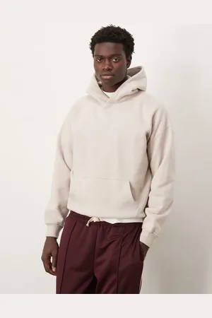 Abercrombie & Fitch Sudadera corta color crema básica con capucha de -Neutro