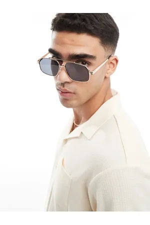 ASOS Gafas de sol doradas estilo aviador de metal con lentes ahumadas de