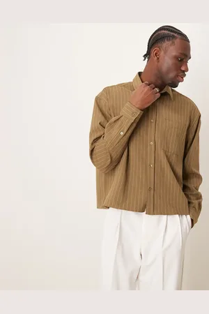 ASOS Camisa a rayas de corte cuadrado extragrande de -Verde