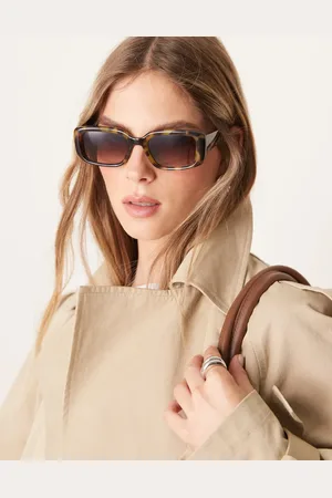 ASOS Gafas de sol crema efecto carey con montura cuadrada biselada mediana de